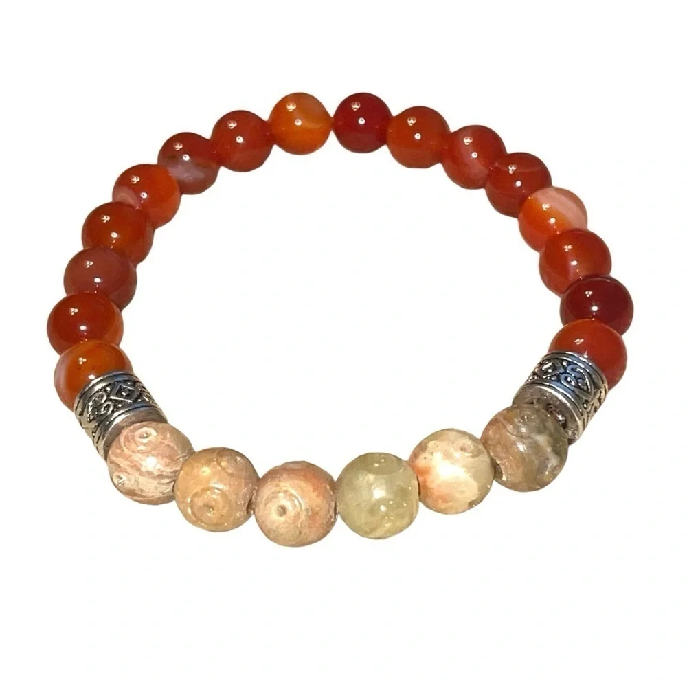 2/$30 Carnelian Soapstone Handmade Healing Stretchy Bracelets 7 1/2" - Picture 1 of 6